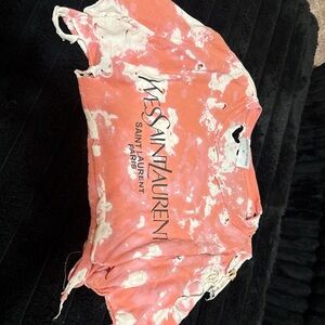 Yves Saint Laurent Pink and White Crop Top